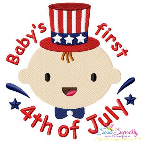 Baby's First 4th of July Lettering Embroidery Design Pattern