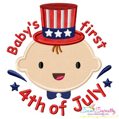 Baby's First 4th of July Lettering Applique Design