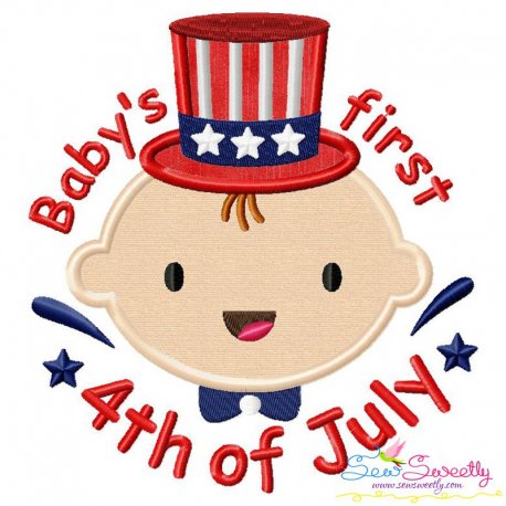 Baby's First 4th of July Lettering Applique Design Pattern