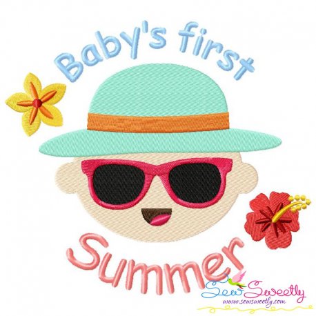 Baby's First Summer Lettering Embroidery Design Pattern