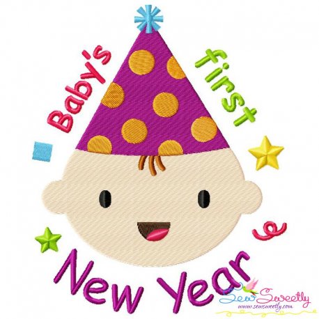 Baby's First New Year Lettering Embroidery Design Pattern-1