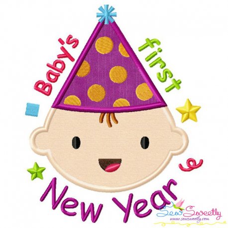 Baby's First New Year Lettering Applique Design Pattern-1