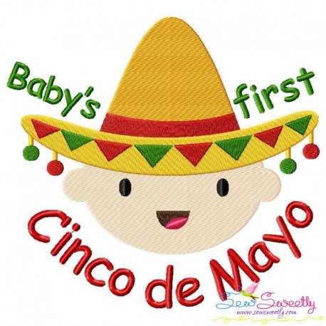 Baby's First Cinco de Mayo Lettering Embroidery Design Pattern