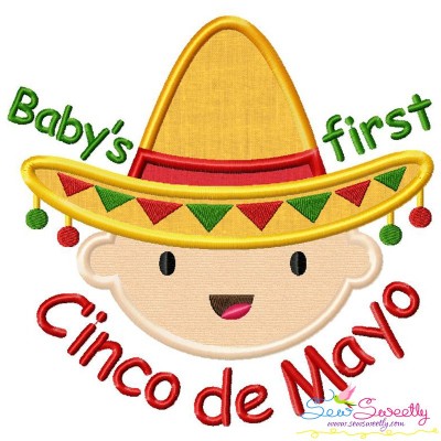 Baby's First Cinco de Mayo Lettering Applique Design