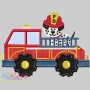 Fire Truck With Dalmatian Dog Applique Design Pattern-1