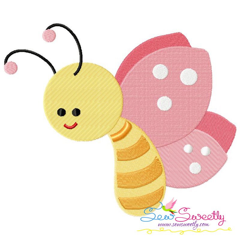 Pink butterfly embroidery design  sew sweetly