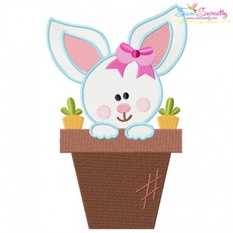 Baby Bunny Girl Pot Embroidery Design Pattern-1