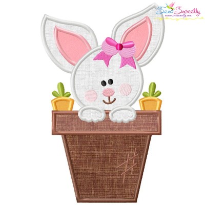 Baby Bunny Girl Pot Applique Design Pattern-1
