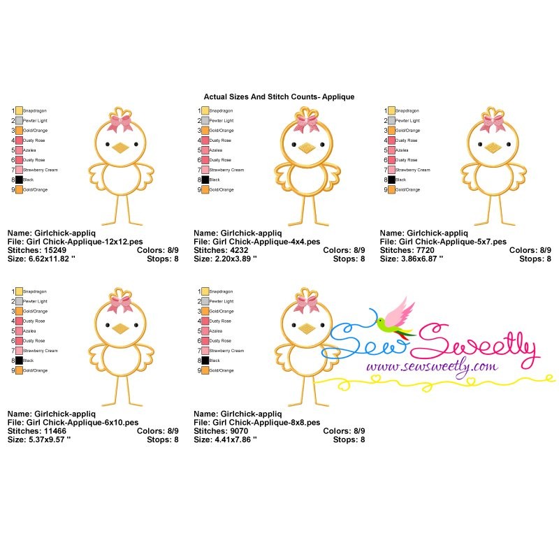 Easter Girl Chick Applique Design Pattern