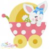 Baby Bunny Girl Stroller Embroidery Design- 1