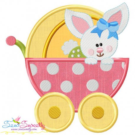 Baby Bunny Girl Stroller Applique Design Pattern-1