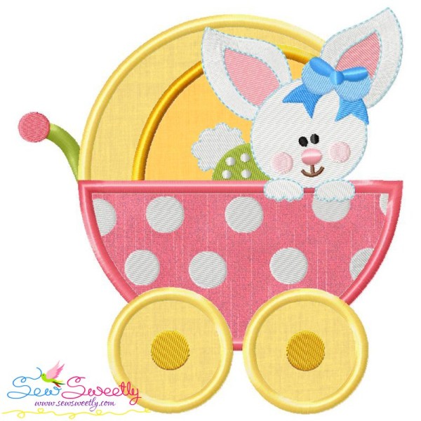 Baby Bunny Girl Stroller Applique Design Pattern-1