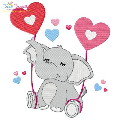 Valentine Elephant-2 Embroidery Design Pattern-1