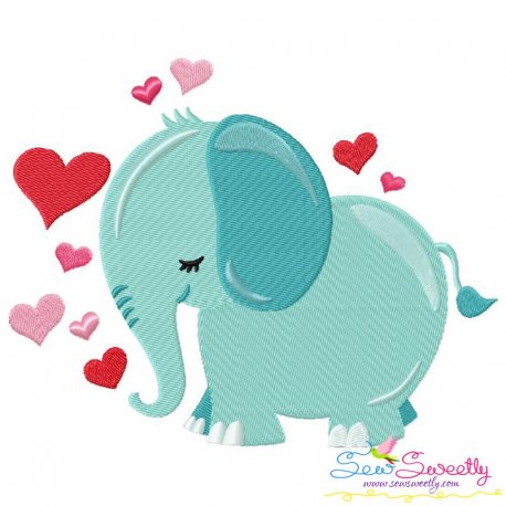 Valentine Elephant Embroidery Design Pattern