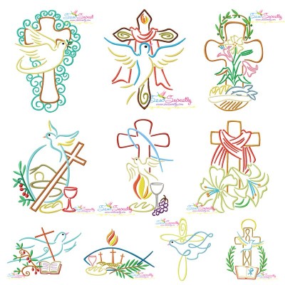 Satin Stitch Crosses Embroidery Design Pattern Bundle-1