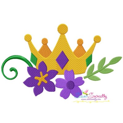 Mardi Gras Floral Crown Embroidery Design Pattern-1