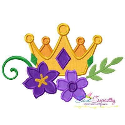 Mardi Gras Floral Crown Applique Design Pattern-1