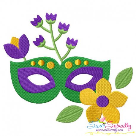 Mardi Gras Floral Mask-1 Embroidery Design Pattern-1