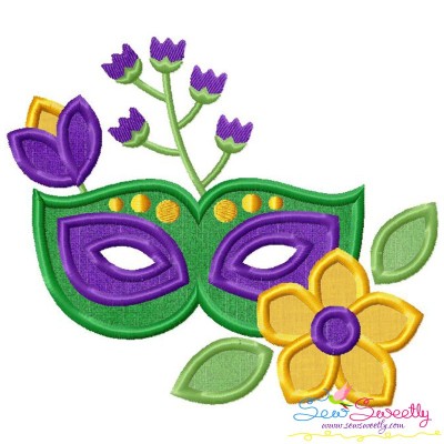 Mardi Gras Floral Mask-1 Applique Design Pattern-1