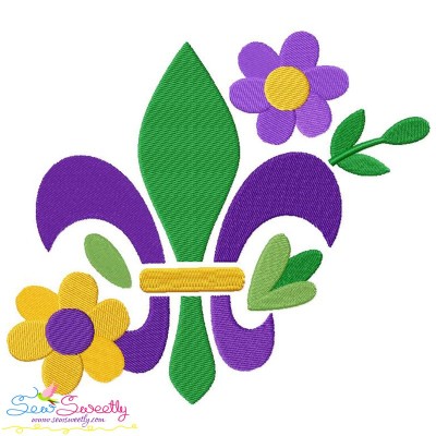 Mardi Gras Floral Fleur De Lis Embroidery Design Pattern-1