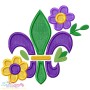 Mardi Gras Floral Fleur De Lis Applique Design Pattern-1