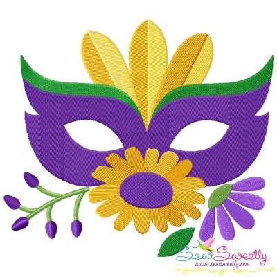 Mardi Gras Floral Mask-2 Embroidery Design Pattern-1