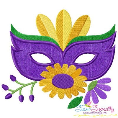 Mardi Gras Floral Mask-2 Applique Design Pattern-1
