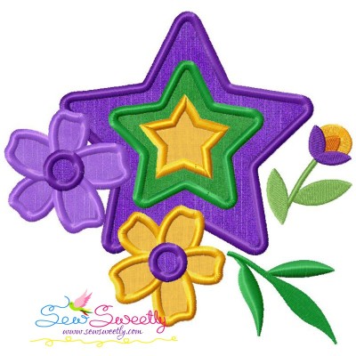 Mardi Gras Floral Star Applique Design Pattern-1
