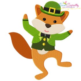 St. Patrick's Day Lucky Fox Embroidery Design Pattern-1
