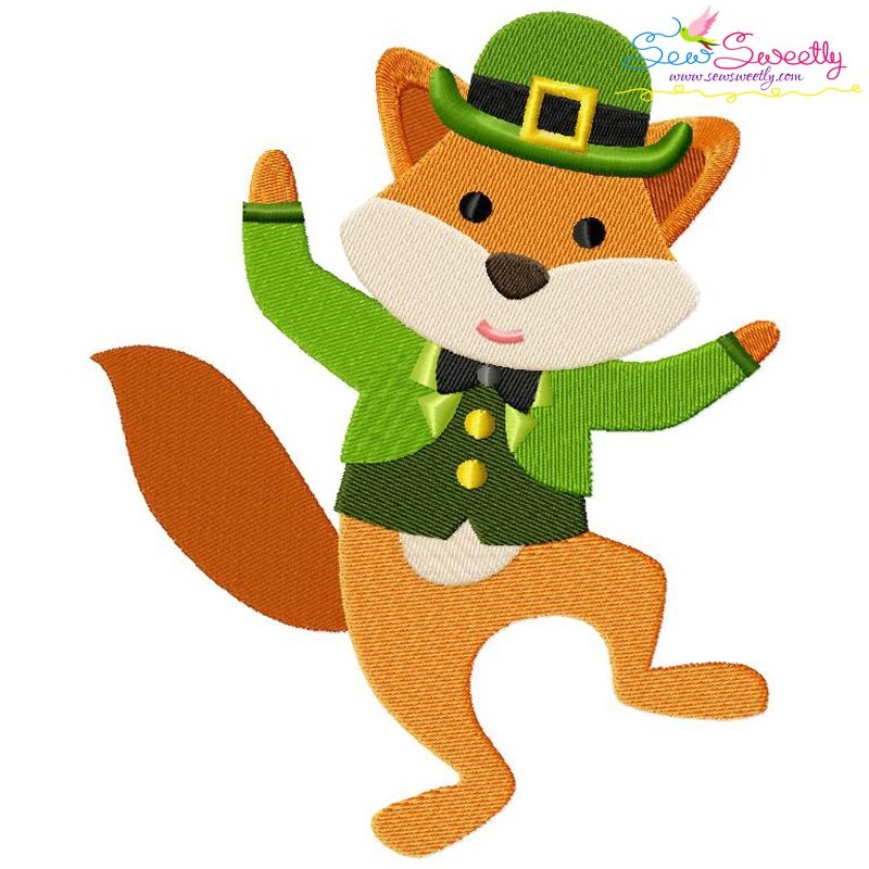 Fox Left Machine St. Patrick's Day Lucky Fox Machine Embroidery Design