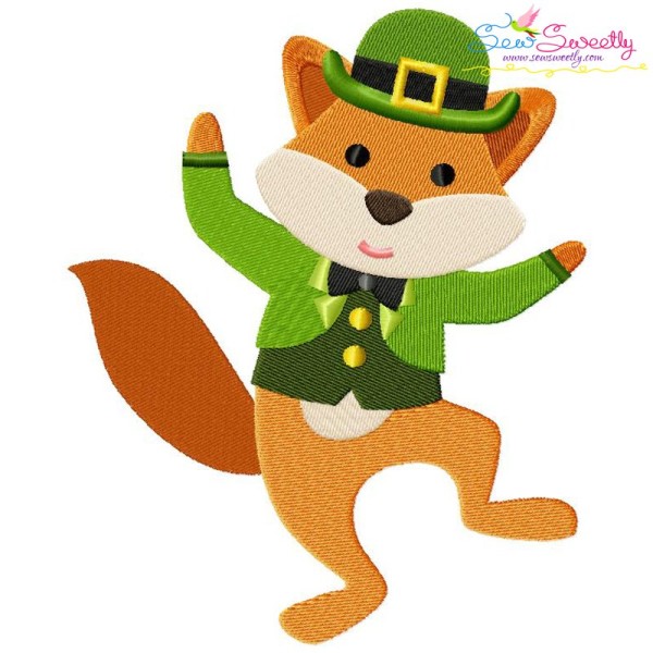 St. Patrick's Day Lucky Fox Embroidery Design Pattern-1