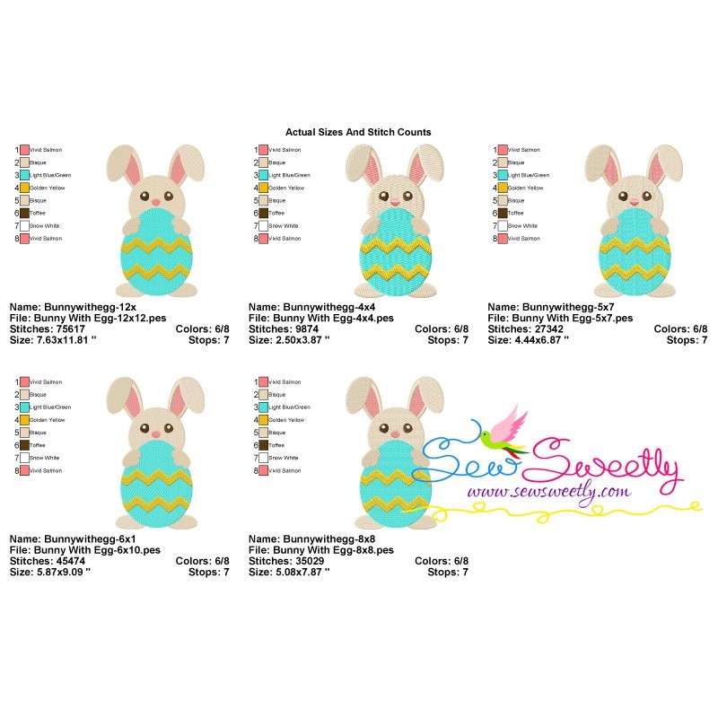 Easter Bunny With Egg-4 Embroidery Design Pattern