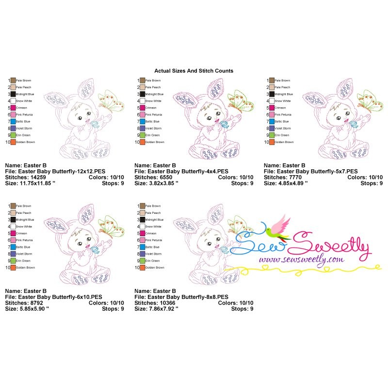 Colorwork Easter Baby Butterfly Embroidery Design Pattern