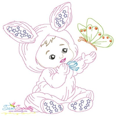 Colorwork Easter Baby Butterfly Embroidery Design Pattern-1
