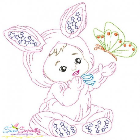 Colorwork Easter Baby Butterfly Embroidery Design Pattern