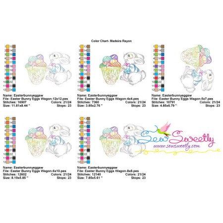 Colorwork Easter Bunny Eggs Wagon Embroidery Design Pattern