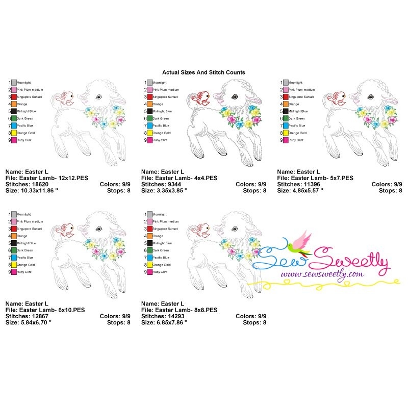 Colorwork Easter Lamb Embroidery Design Pattern