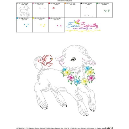 Colorwork Easter Lamb Embroidery Design Pattern