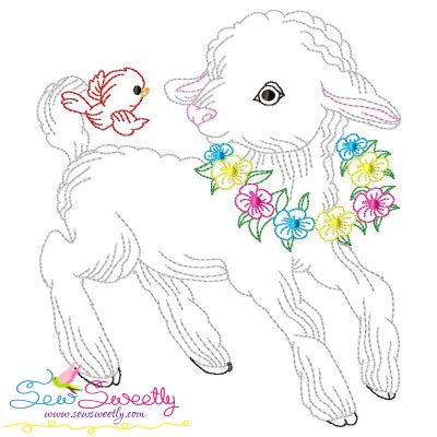 Colorwork Easter Lamb Embroidery Design Pattern-1