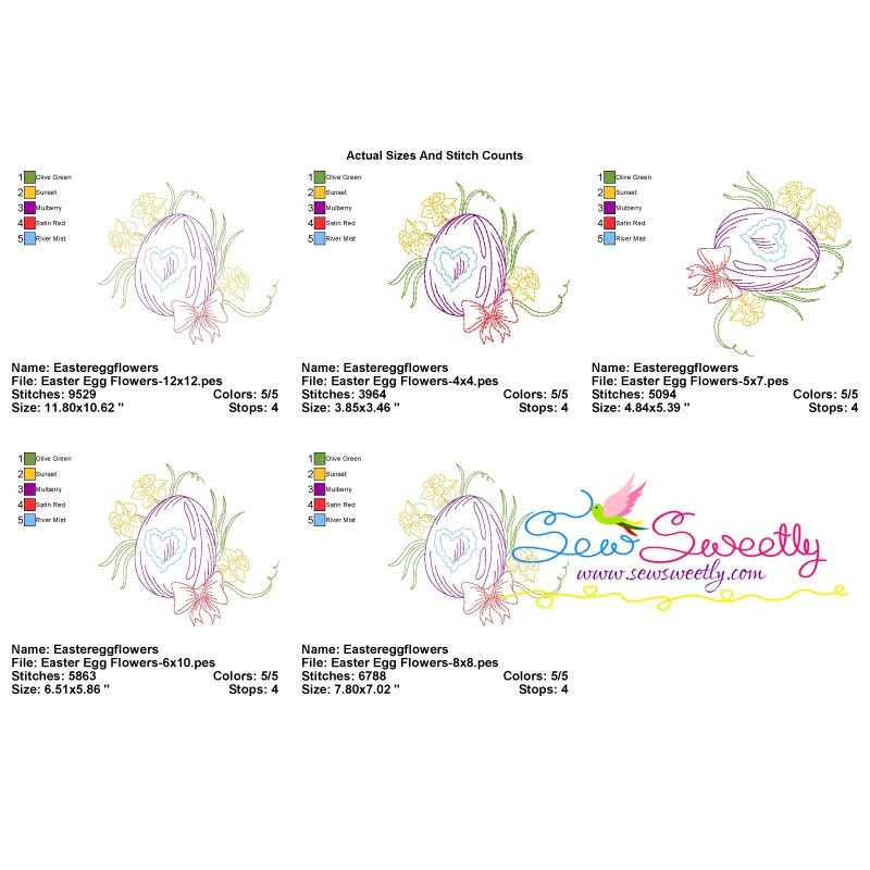 Colorwork Easter Egg Flowers Embroidery Design Pattern