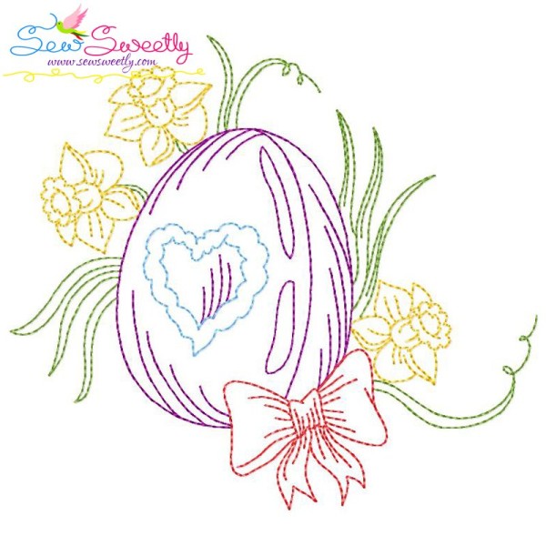 Colorwork Easter Egg Flowers Embroidery Design Pattern-1