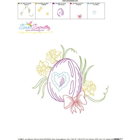 Colorwork Easter Egg Flowers Embroidery Design Pattern