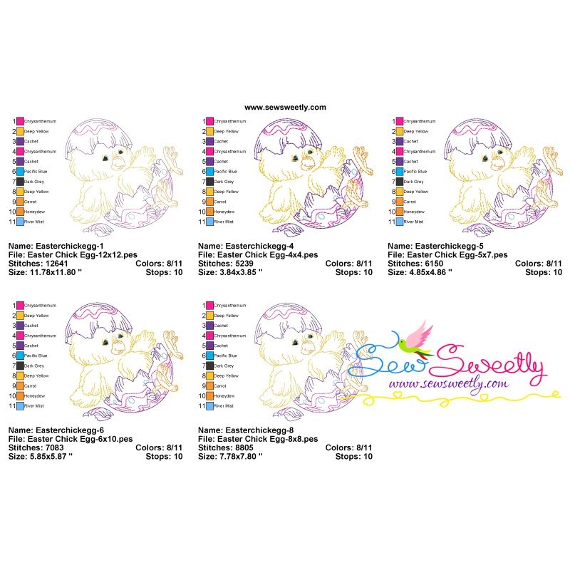 Colorwork Easter Chick Egg Embroidery Design Pattern