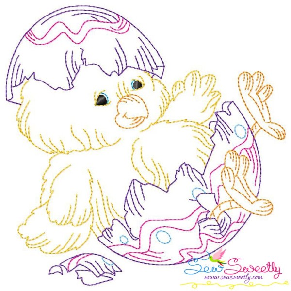 Colorwork Easter Chick Egg Embroidery Design Pattern-1