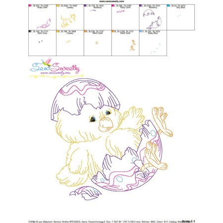 Colorwork Easter Chick Egg Embroidery Design Pattern