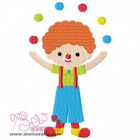 Clown Juggling Balls Embroidery Design Pattern-1