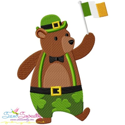 St. Patrick's Day Lucky Bear Embroidery Design Pattern-1