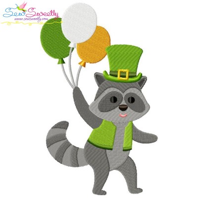 St. Patrick's Day Lucky Raccoon Embroidery Design Pattern-1