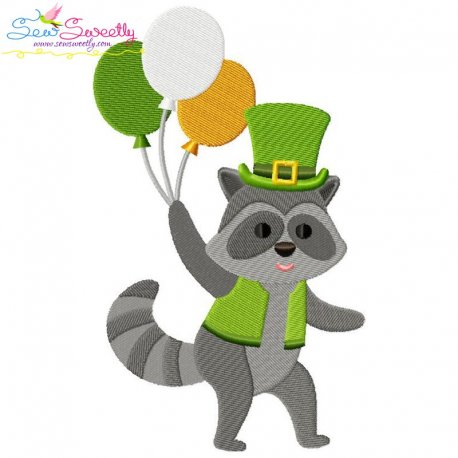 St. Patrick's Day Lucky Raccoon Embroidery Design- 1