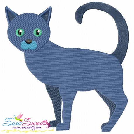 Russian Blue Cat Embroidery Design Pattern